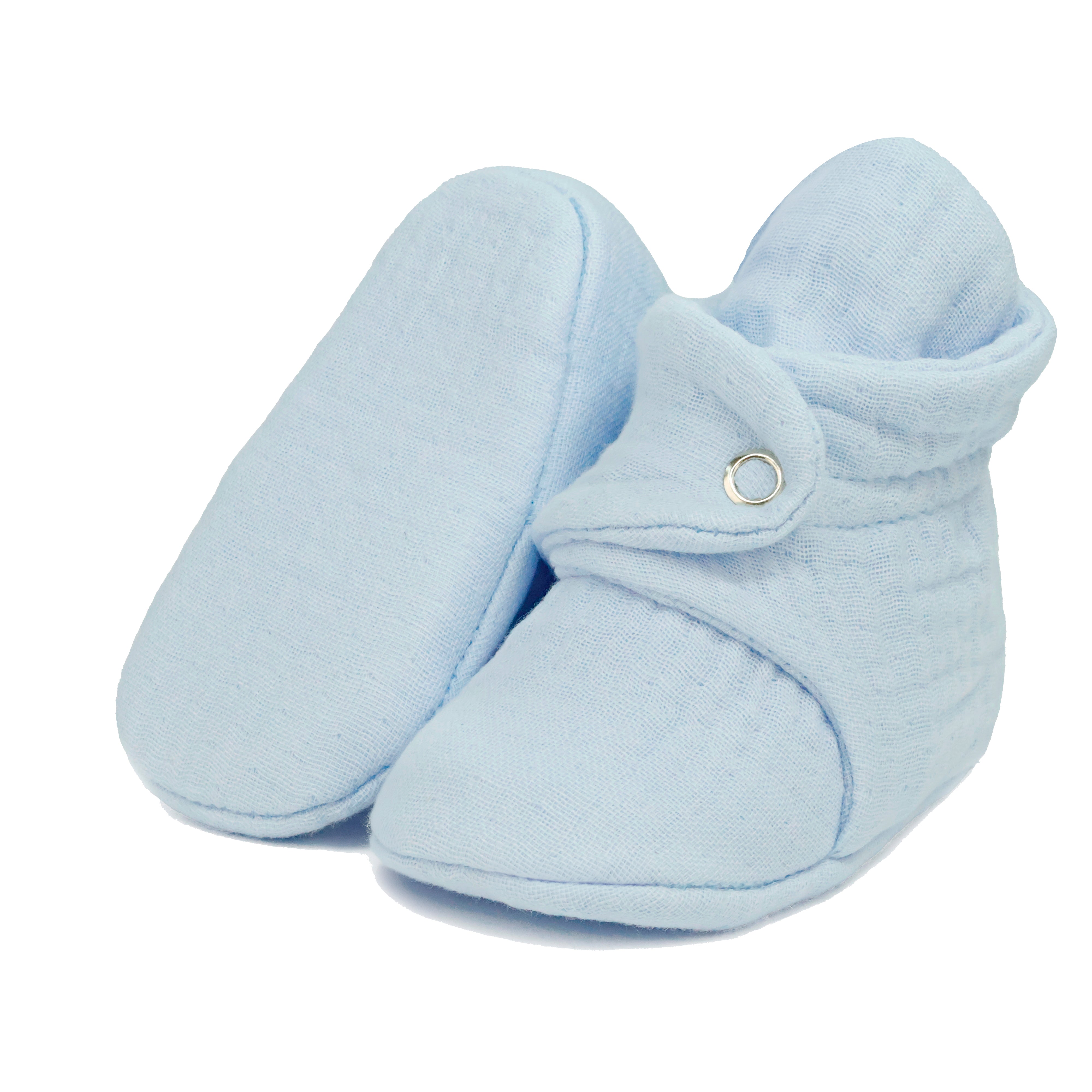 Muslin Stay On Baby Booties Blue 12 18 Months Blue