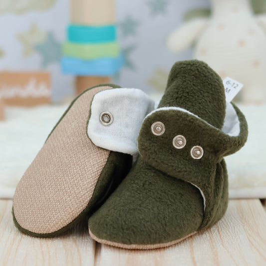 Organic Baby Booties, Newborn Booties Basic, Khaki