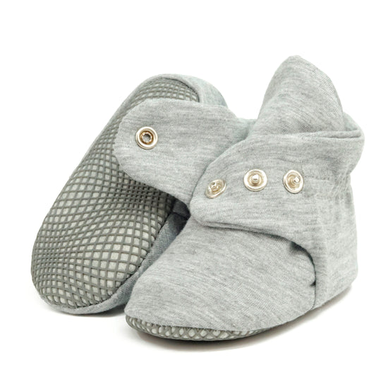 Organic Cotton Baby Booties, Non-Slip Sole, Cotton Newborn Booties Home Nursery Shoes, Gray