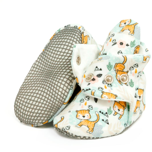 Organic Cotton Baby Booties, Non-Slip Sole, Cotton Newborn Booties Home Nursery Shoes, Cats