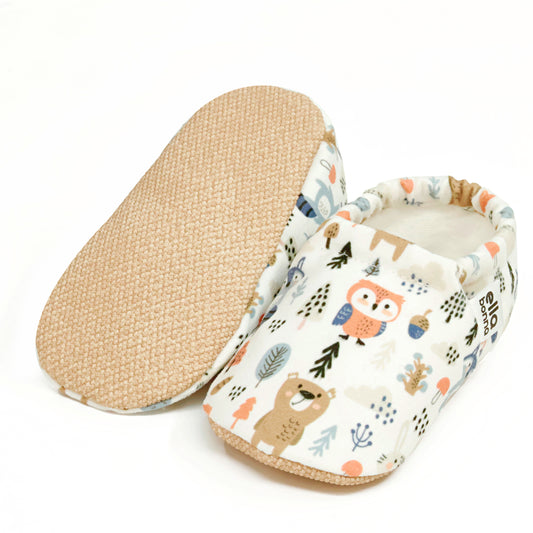 Ella Bonna Non-Slip Sole Forest Animals Patterned Baby Booties, Home Boot Slippers Nursery Shoes