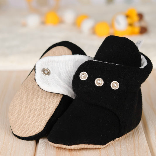 Organic Baby Booties, Newborn Booties Basic, Black