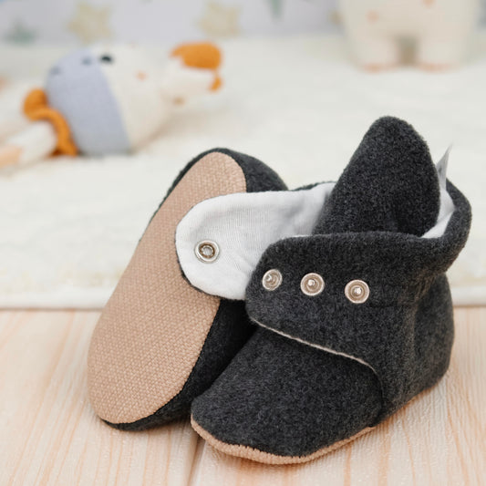 Organic Baby Booties, Newborn Booties Basic, Anthracite