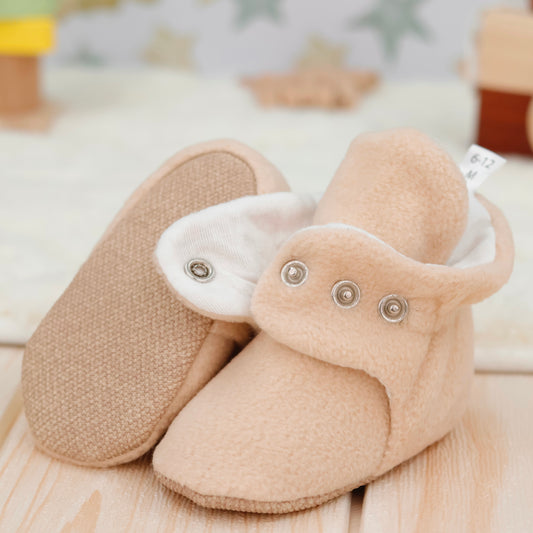 Organic Baby Booties, Newborn Booties Basic, Beige